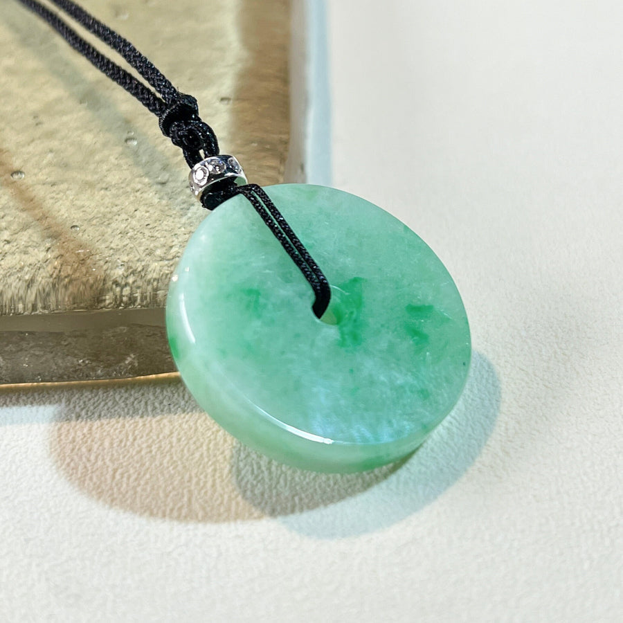 Burmese Jadeite Jade Lucky Apple Green Jade Donut Pendant