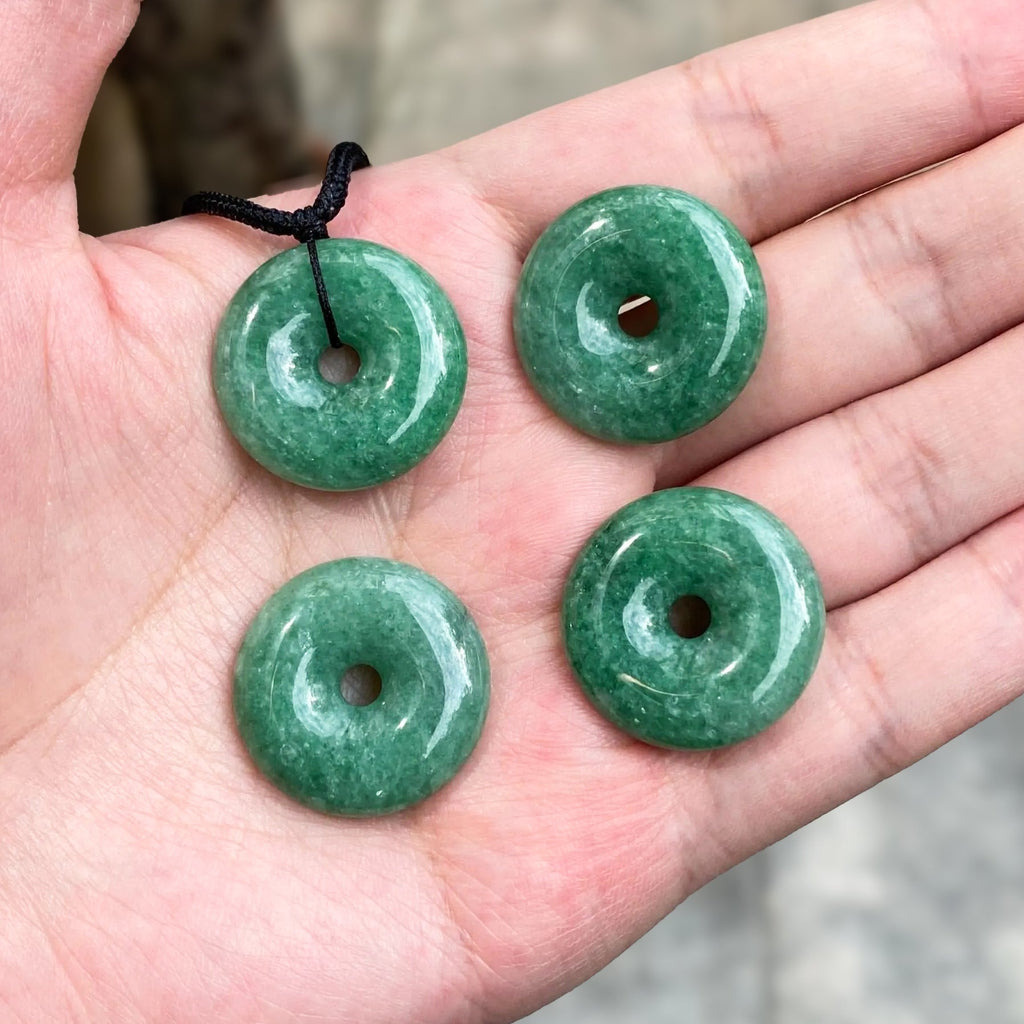 Intense Green Burmese Jade Disc Pendant