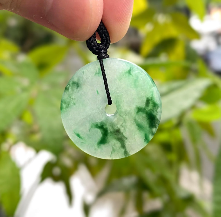 Daint Green Disc Donut Jade Pendant