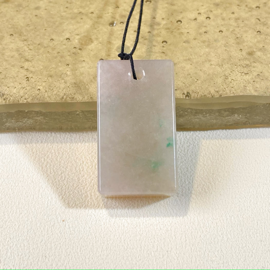 Green and Brown Jade Block Pendant Necklace