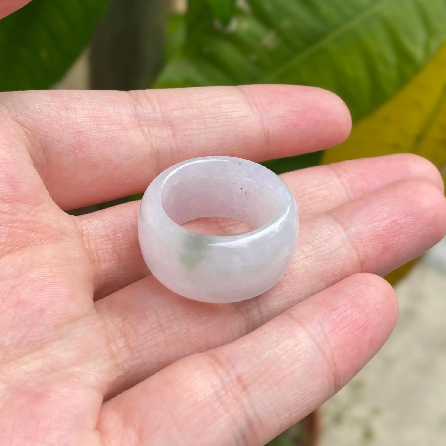 US 9.25 Gransky Natural Untreated Smooth Purple Band Jade Ring