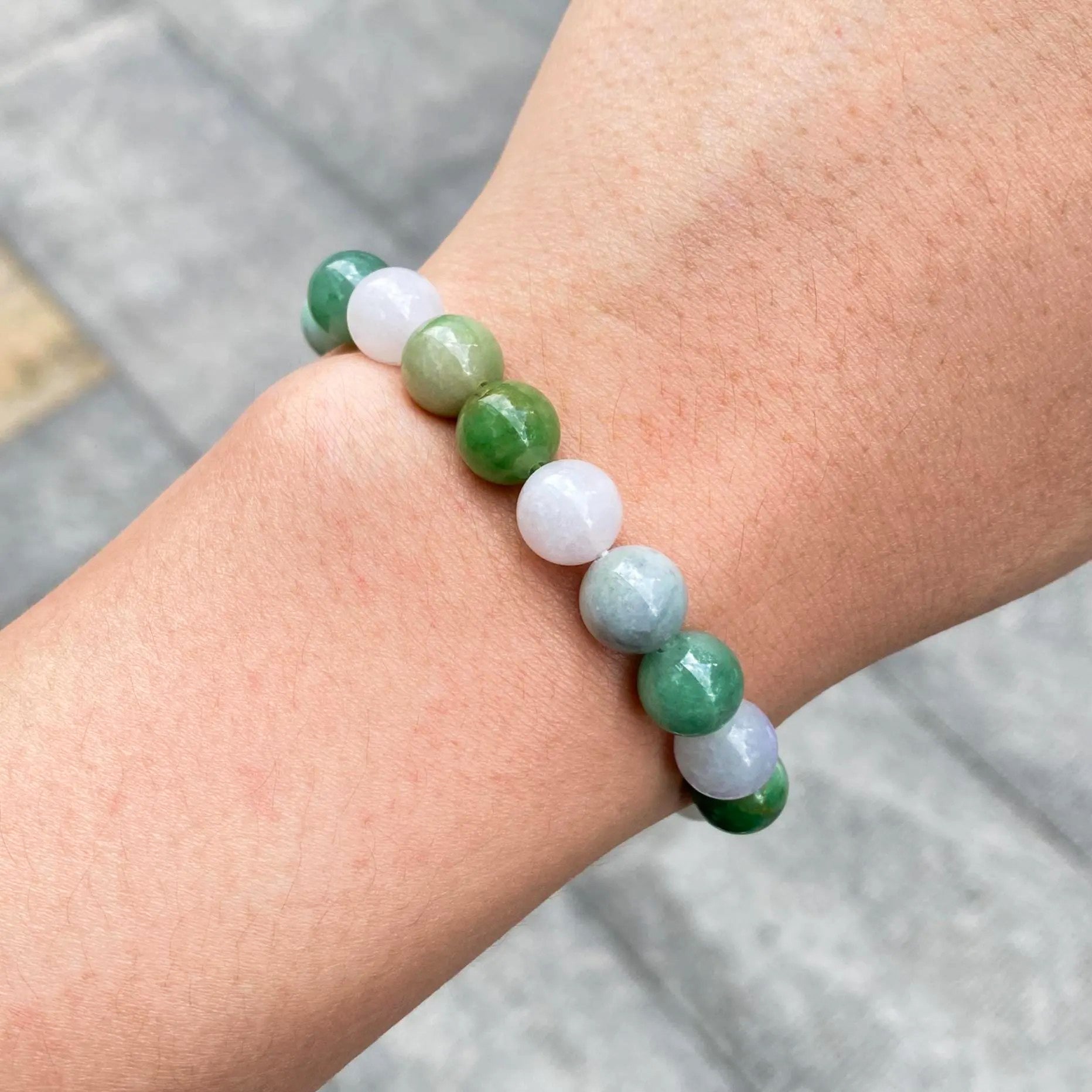 Gransky Multi-Color Type-A Burmese Jadeite Beaded Bracelet - 17cm