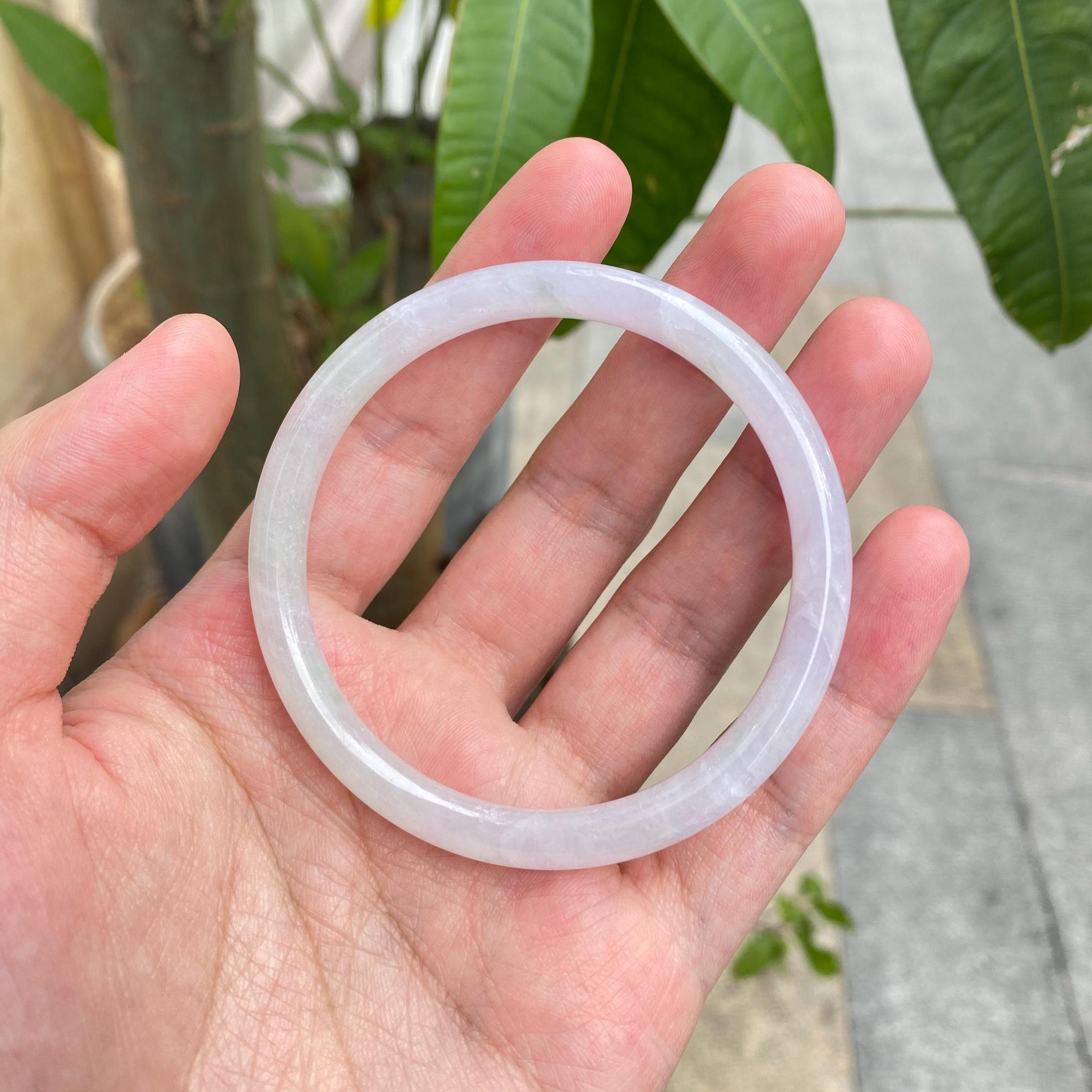 59.5mm Purple & Green Jadeite Bangle – Untreated Burmese Jadeite