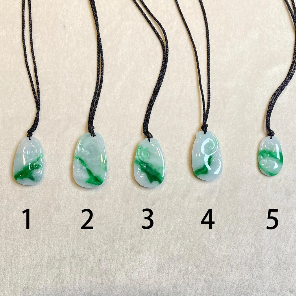 Green Jade Ruyi Pendant Necklace - Certified Natural Type-A Jadeite