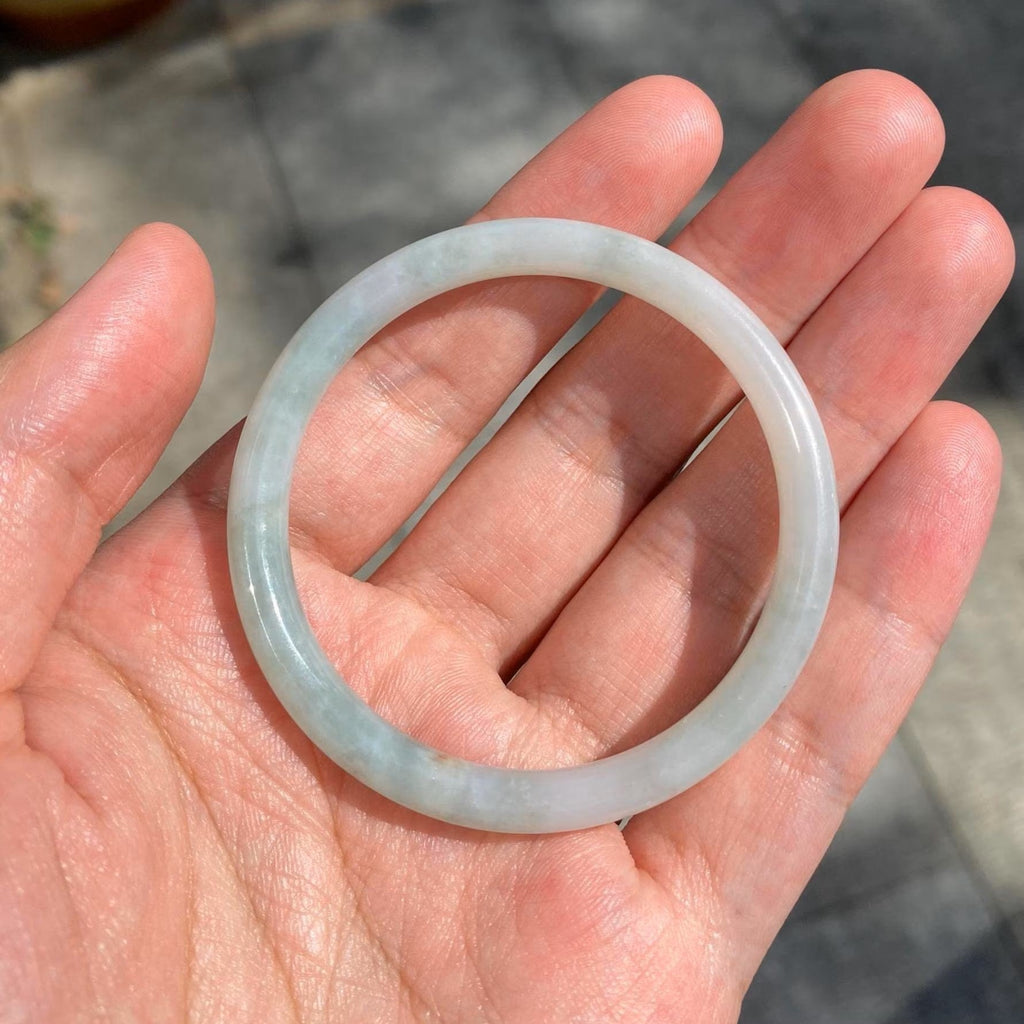51mm Green Color Jadeite Bangle – Untreated Natural Green Burmese Jadeite