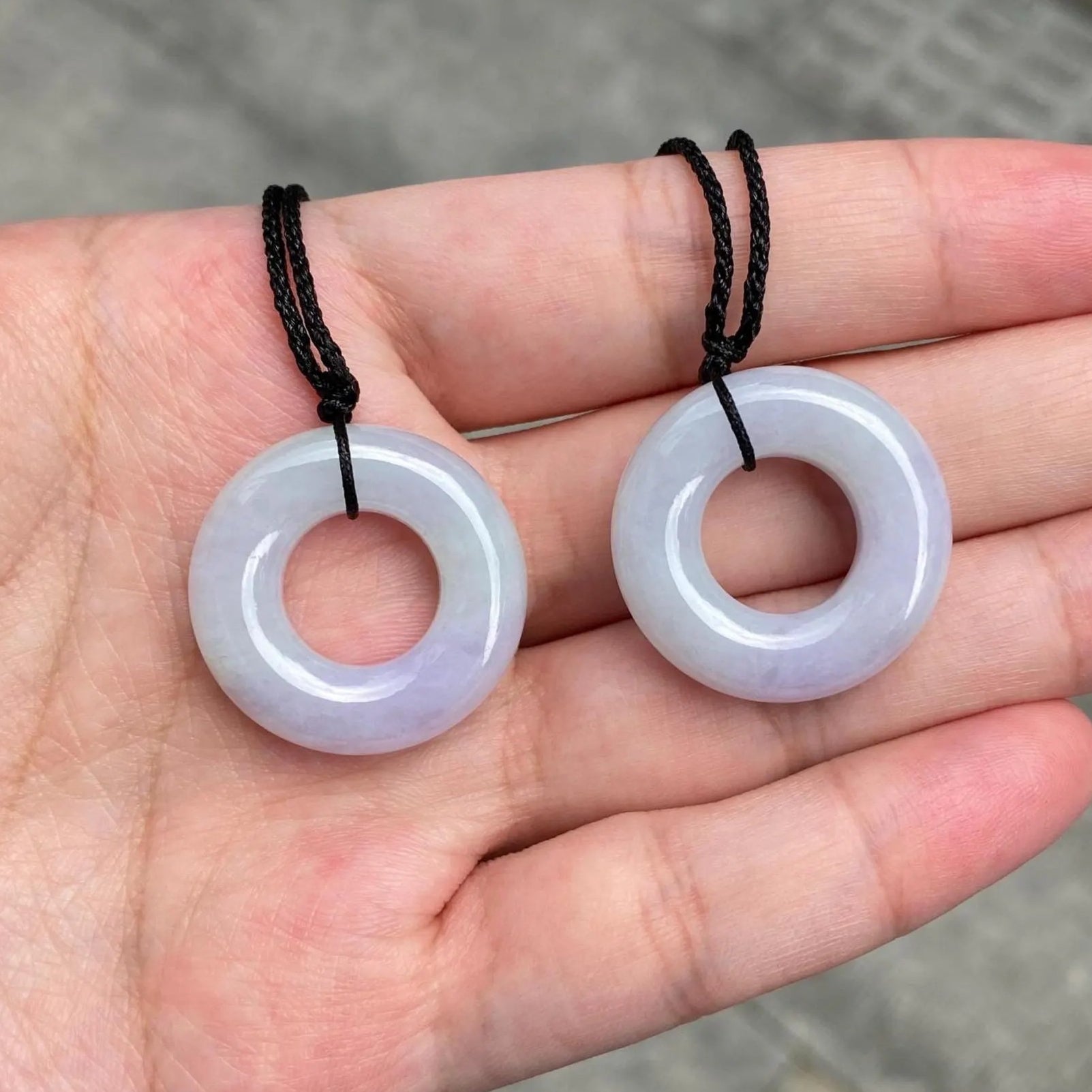 Delicate Purple Jade Round Donut Pendant 27mm - Calming Gemstone