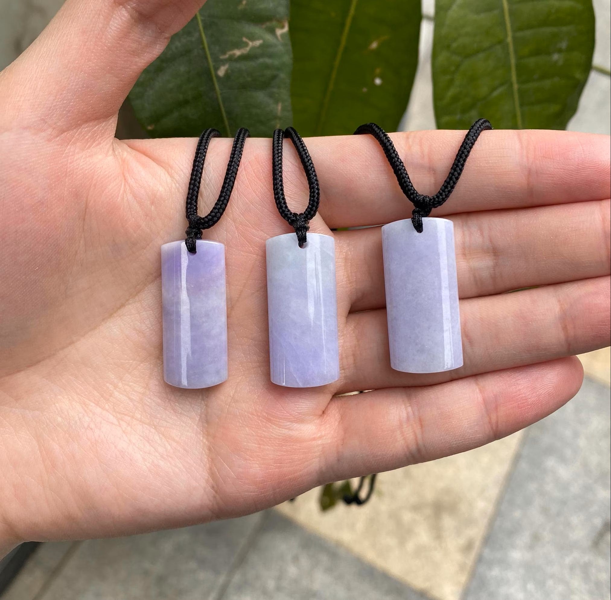 Certified Purple Jade Block Pendant - Natural Intense Lavender