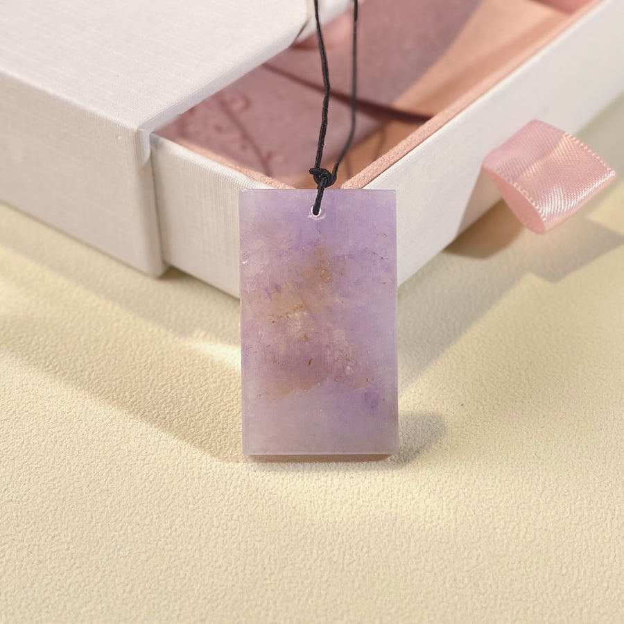 Gransky Natural Purple Jade Block Pendant Necklace