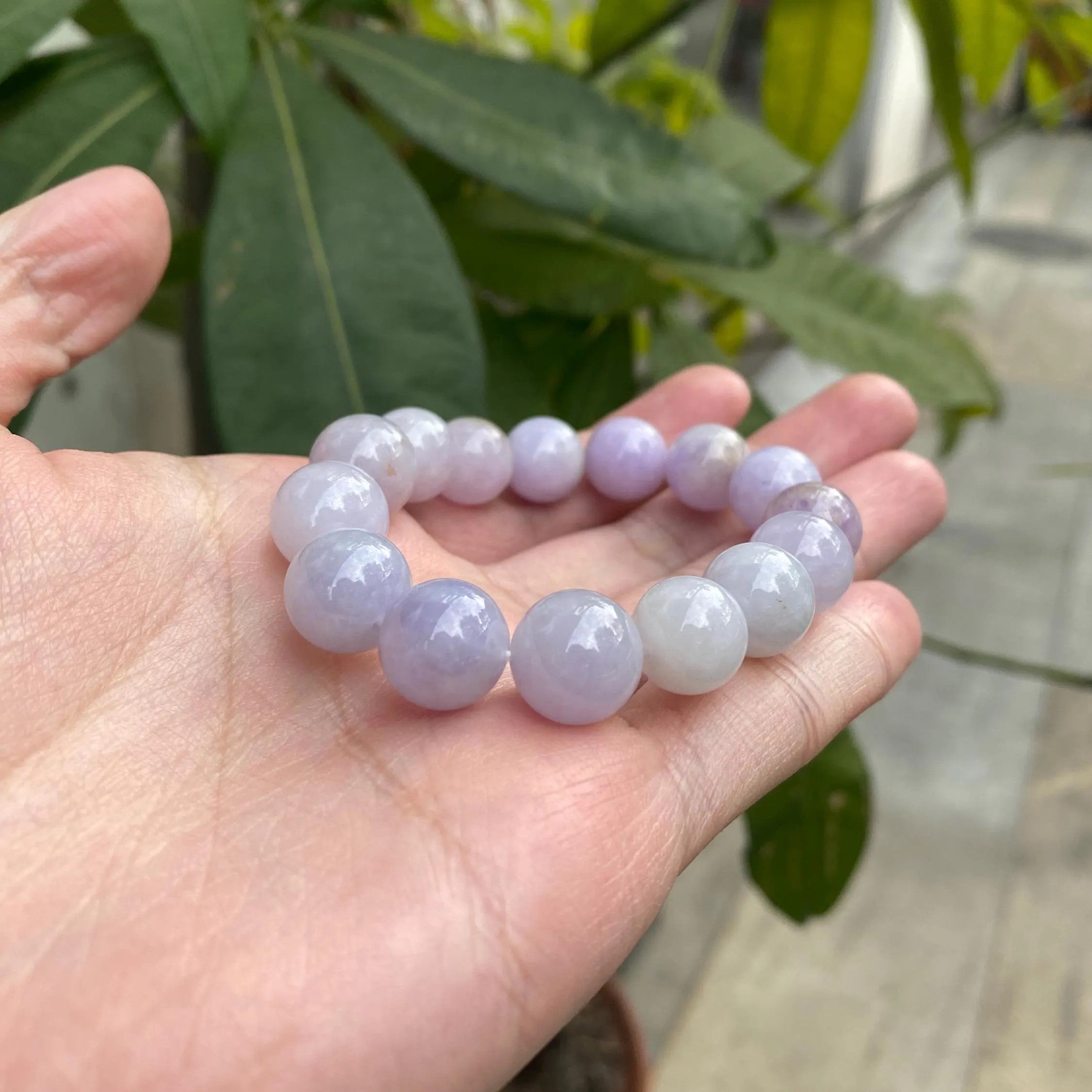 18cm Burmese Jade Bracelet, Purple Jade Bead Bracelet, Natural Jade Gemstone, Jade Healing Jewelry, Jade Bracelet Men and Women