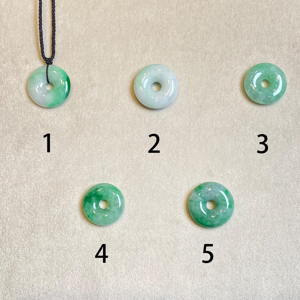 Bright Apple Green Burmese Jade Donut Pendant - 5 Unique Variants