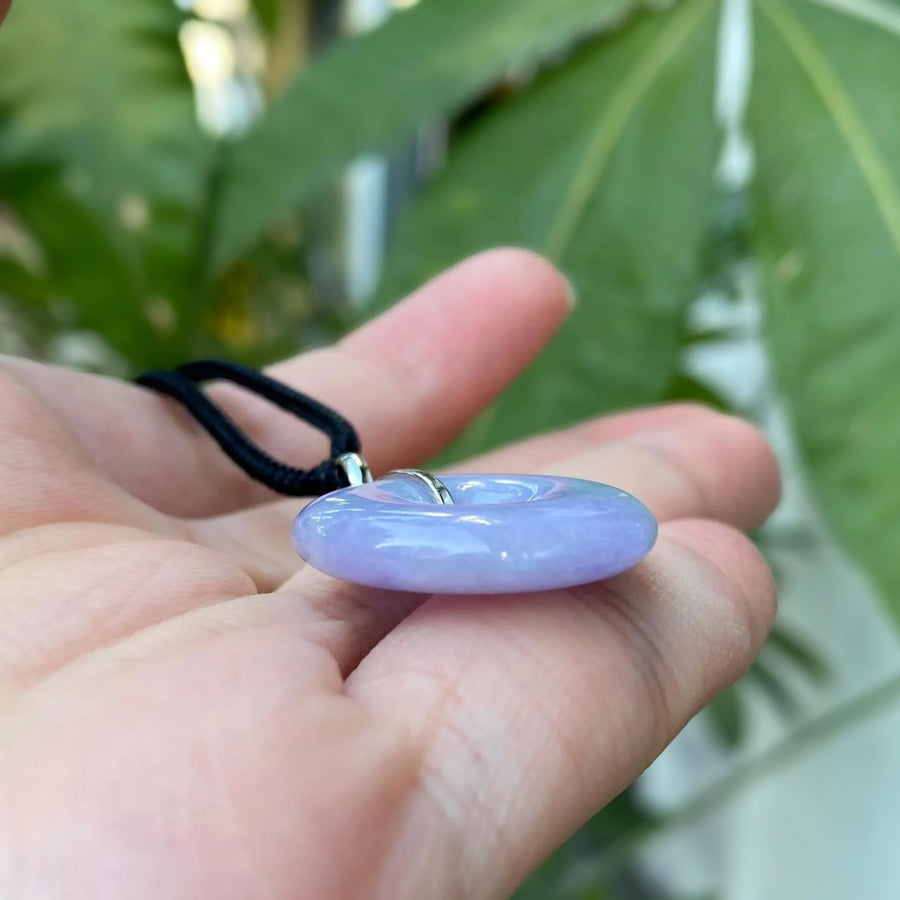 Deep Purple Jade Necklace 18k Gold Bail - Certified Natural Jadeite