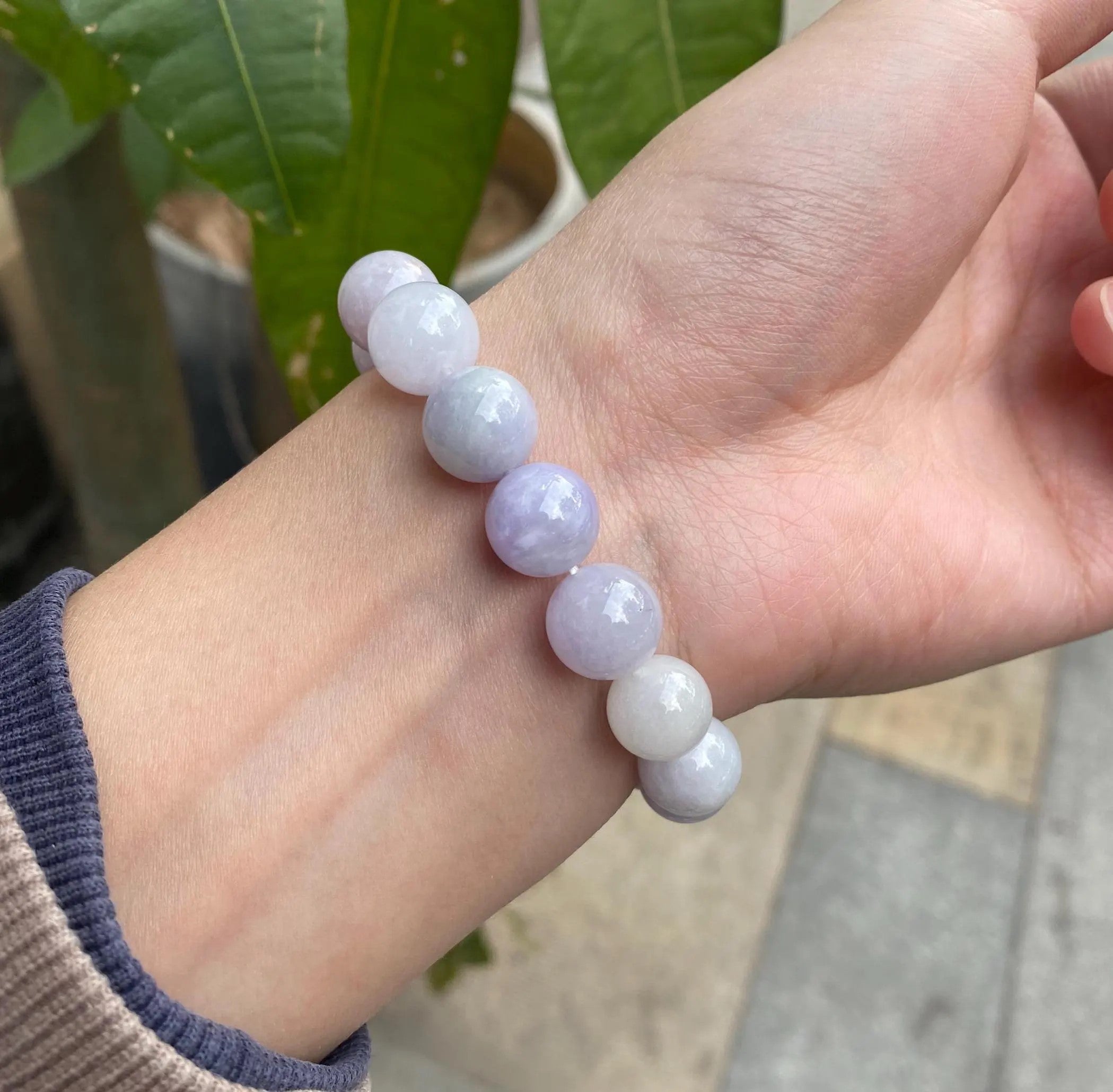 18cm Burmese Jade Bracelet, Purple Jade Bead Bracelet, Natural Jade Gemstone, Jade Healing Jewelry, Jade Bracelet Men and Women