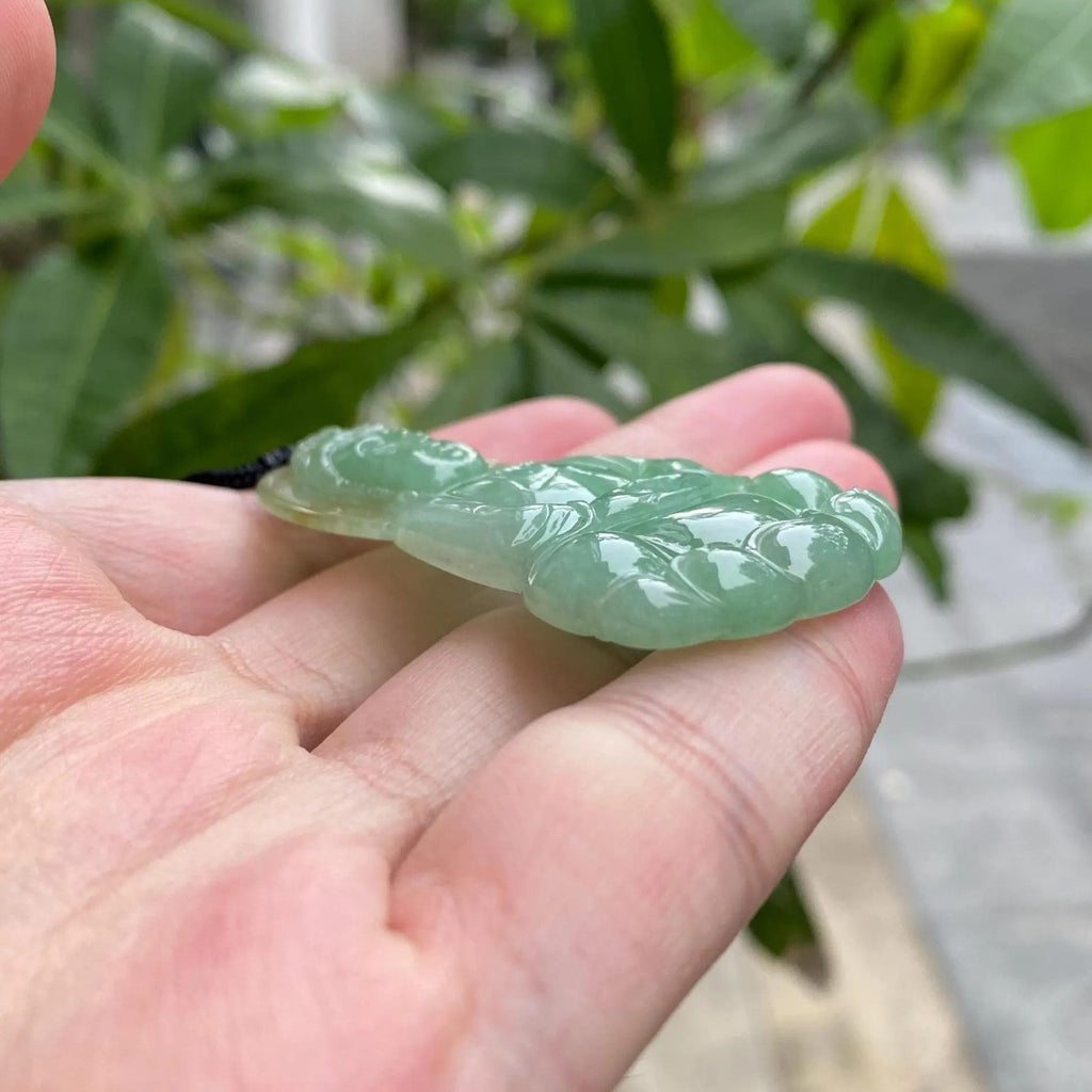 GuanYin Brownish Green Jade Pendant Necklace