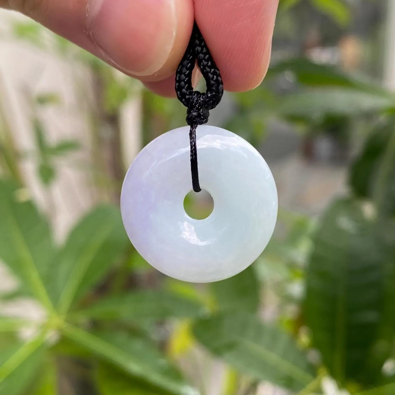 Genuine Green Purple Two-Tone Round Disc Jade Pendant