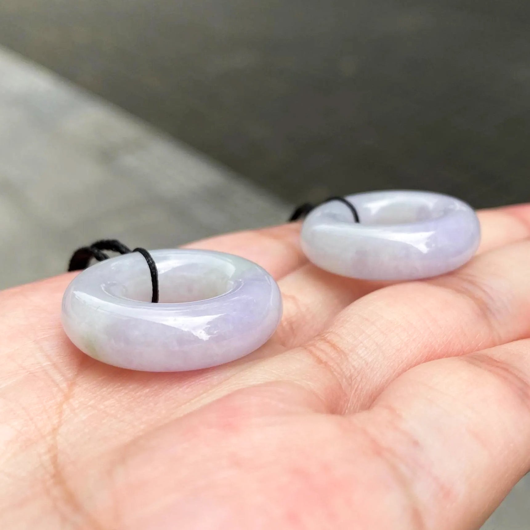 Delicate Purple Jade Round Donut Pendant 27mm - Calming Gemstone