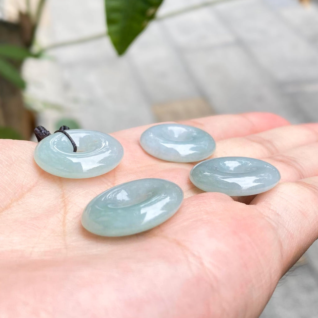 Gransky Natural Type A Ocean Blue Jade Disc Pendant