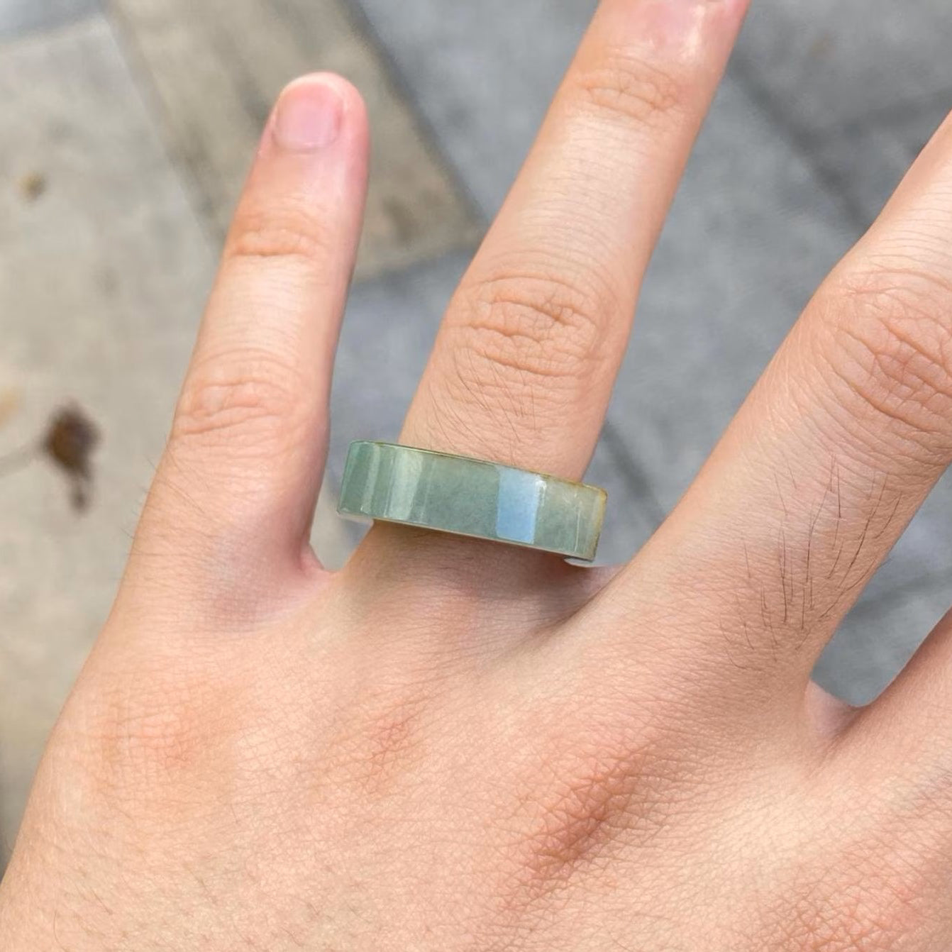 Size 8 & 8.5 Green and Brown Jade Saddle Ring - Natural Type-A Burmese Jade