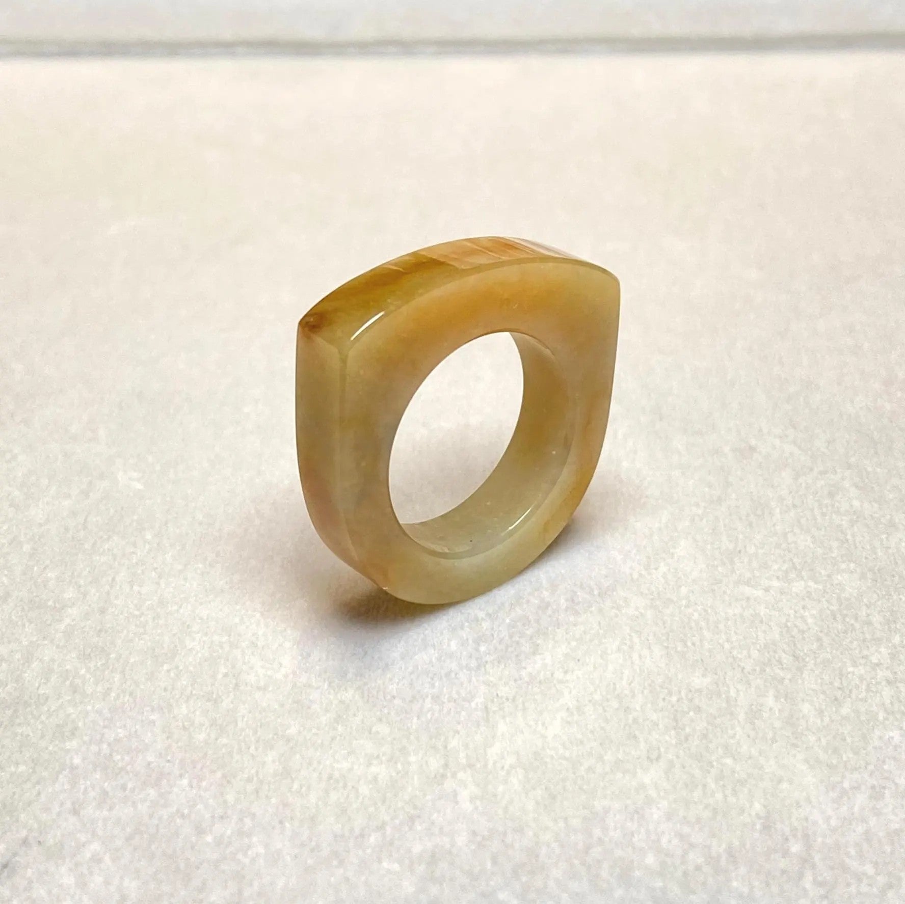 Exquisite Natural Untreated Brown Burmese Jadeite Saddle Ring (马鞍戒) – Size US 8.25 & 9.25