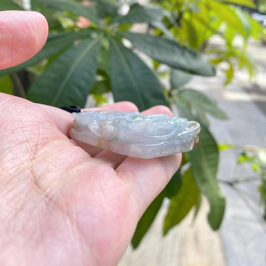 Carved Dragon Jade Pendant Natural Untreated Burmese Jade