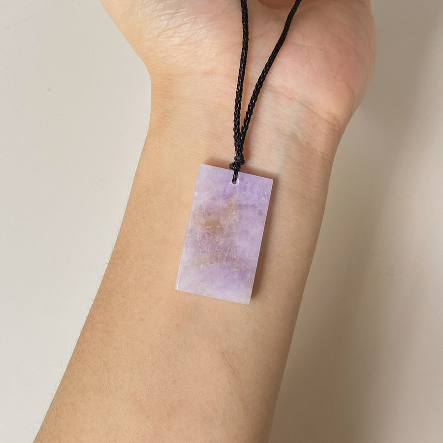 Gransky Natural Purple Jade Block Pendant Necklace