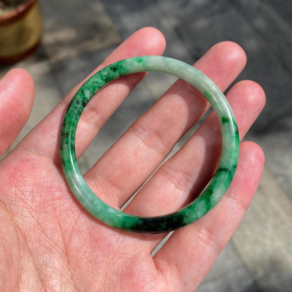 54mm Green Color Jadeite Bangle – Untreated Natural Green Burmese Jadeite