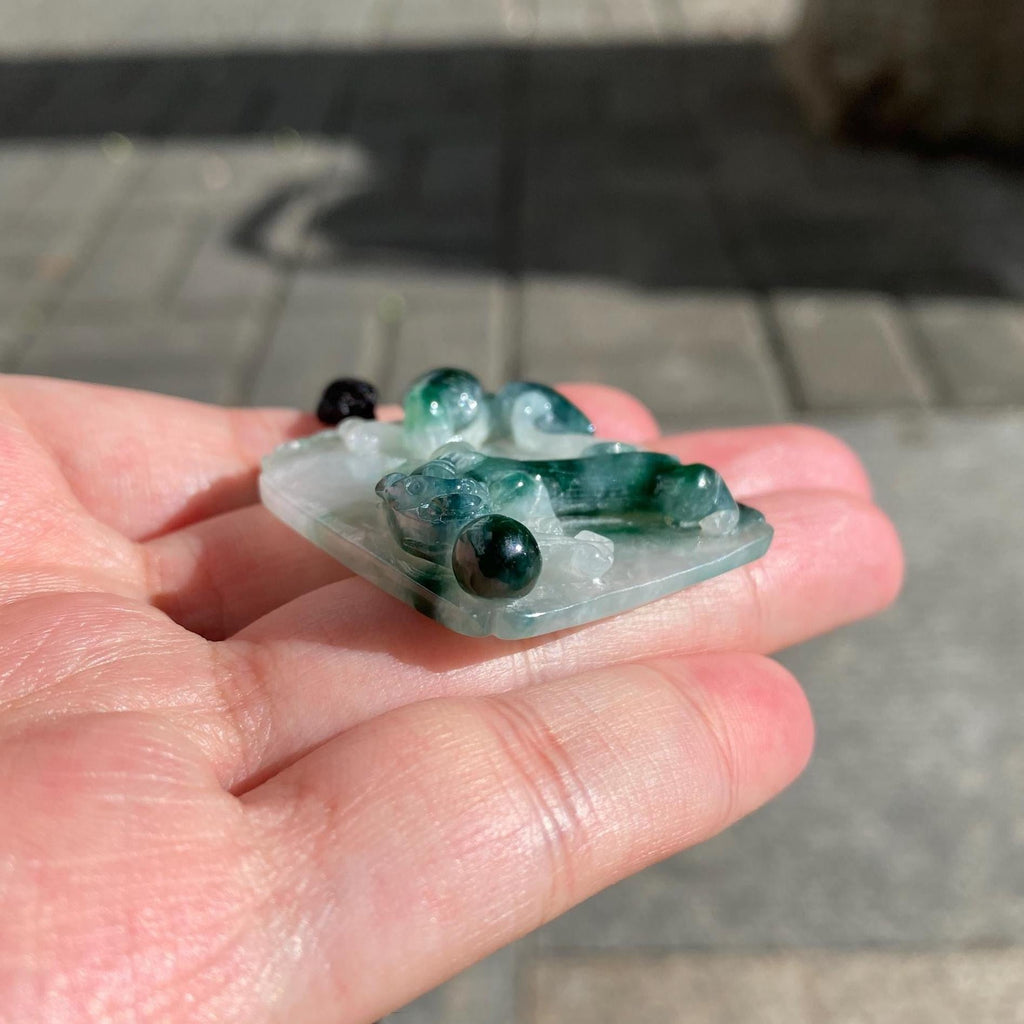 Green Jadeite Bamboo Pendant - Natural Type-A Jade