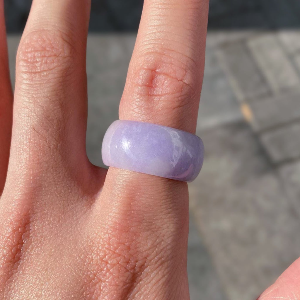 US 9.5 Gransky Handmade Genuine Purple Jadeite Type A Purple Jade Ring