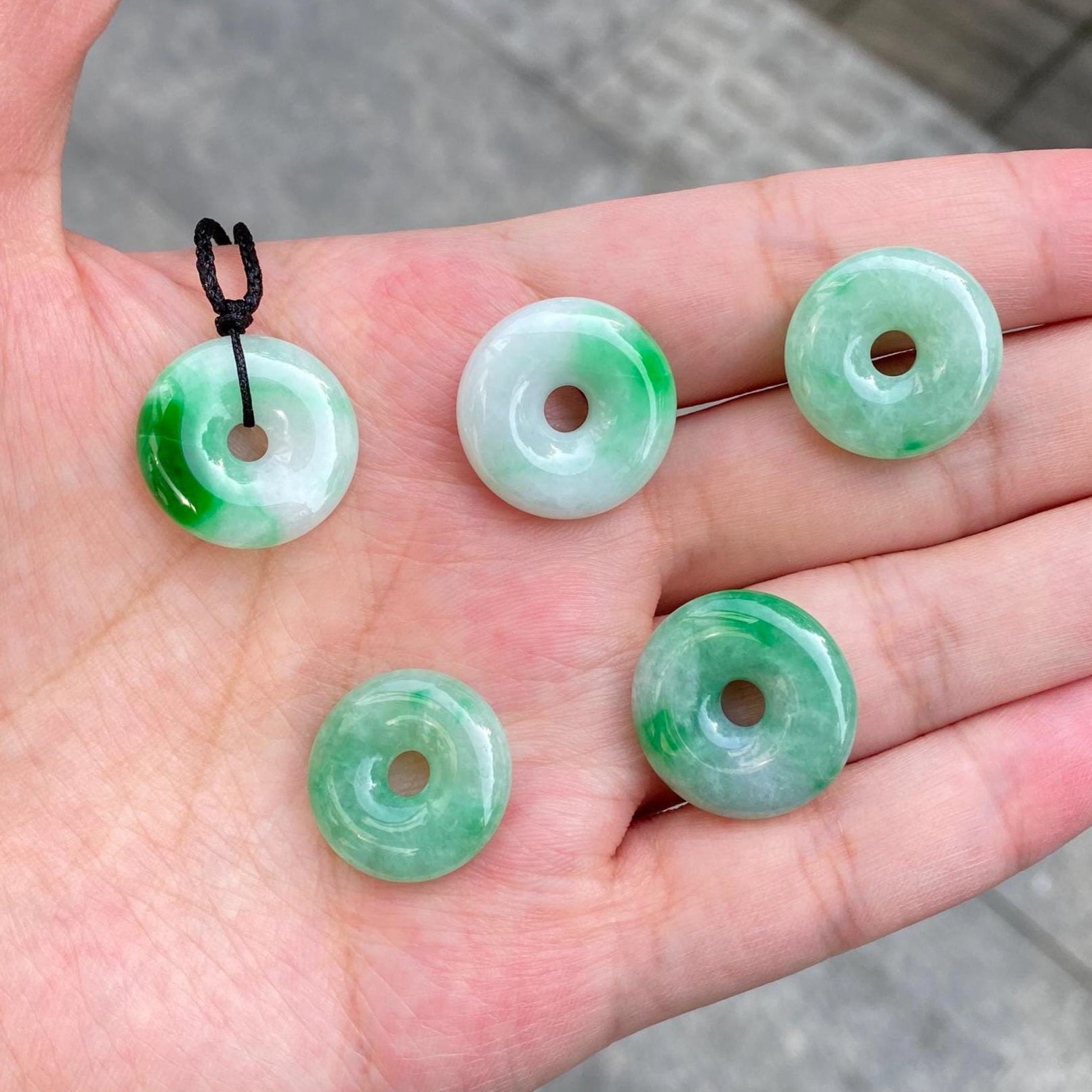 Bright Apple Green Burmese Jade Donut Pendant - 5 Unique Variants