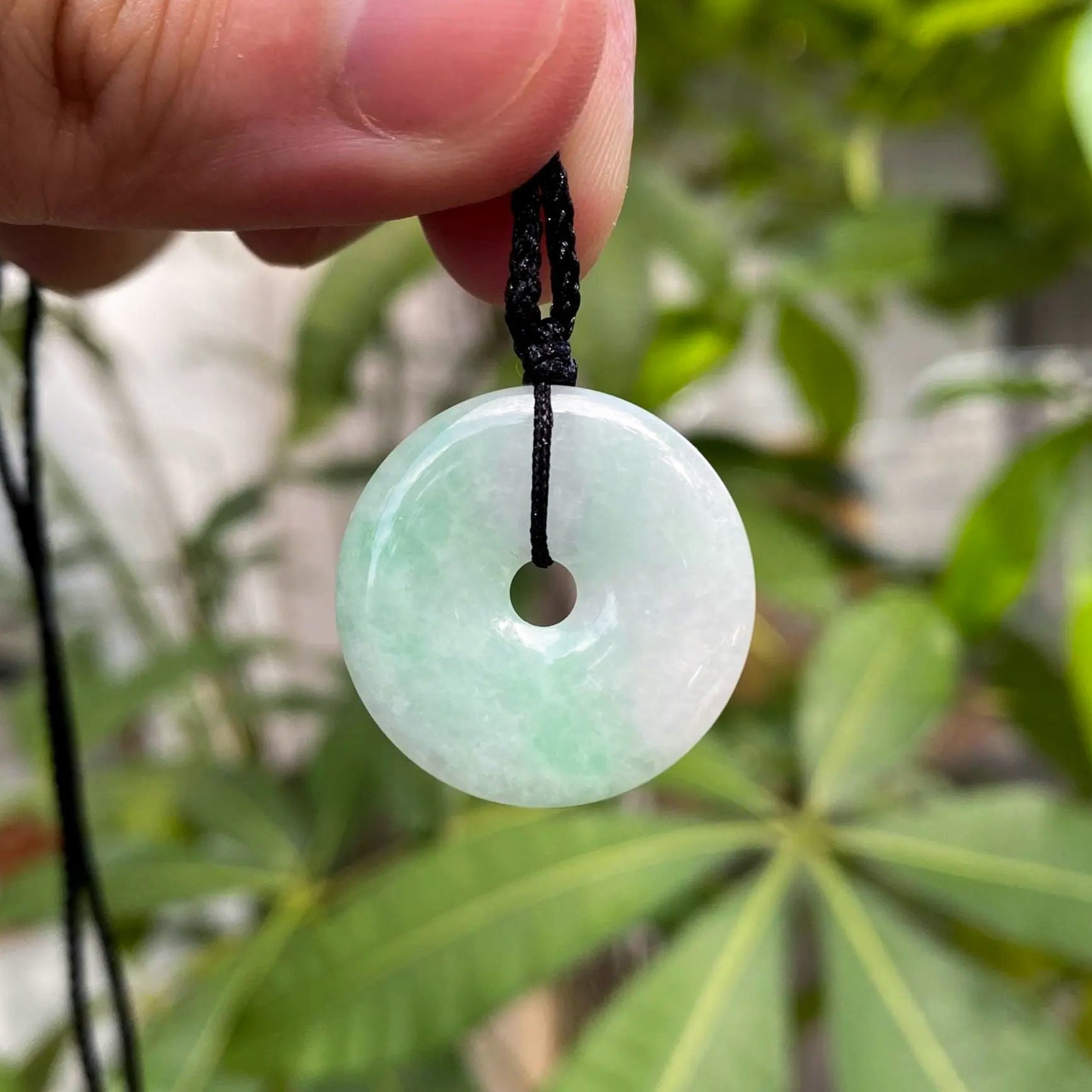 23mm Green Jade Round Donut Pendant - Calming Gemstone