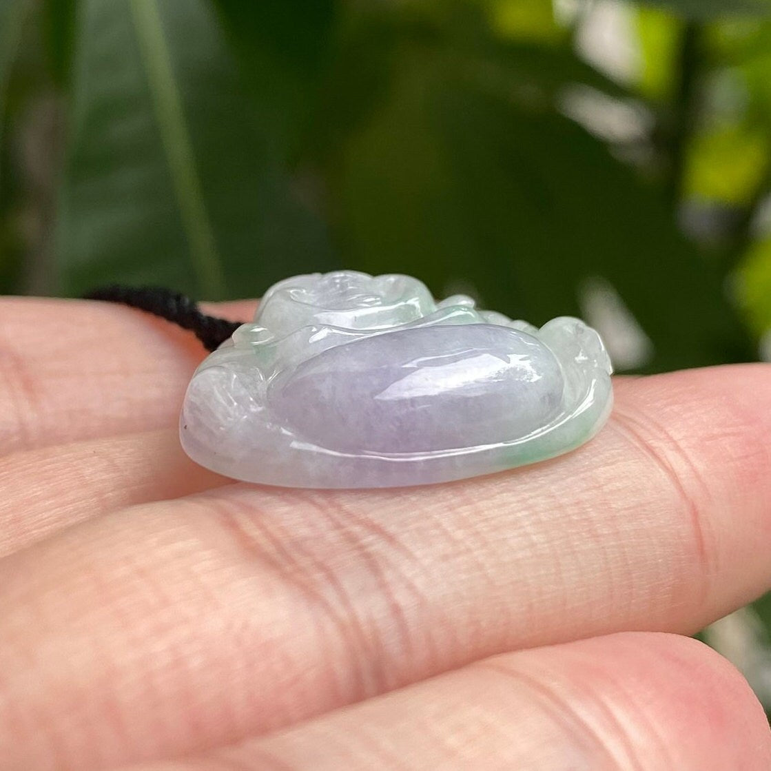 Two-Tone Green & Purple Maitreya Buddha Jade Pendant - Rare Type-A Jadeite