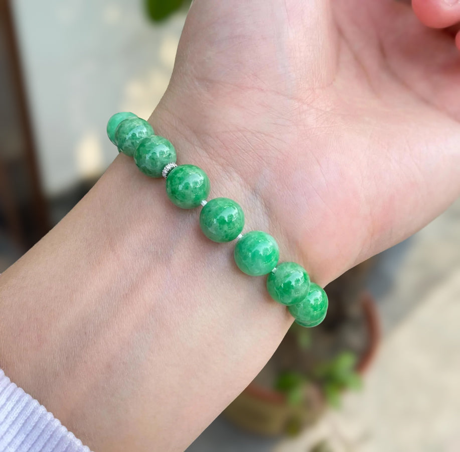 Gransky Jewellery Imperial Green Jade Beaded Bracelet - 17cm