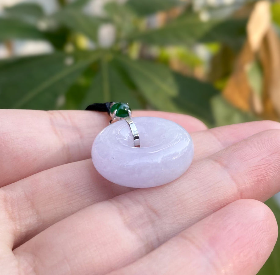 Gransky Jewellery Purple Burmese Jadeite Donut Pendant in 18k White Gold - 29.7mm