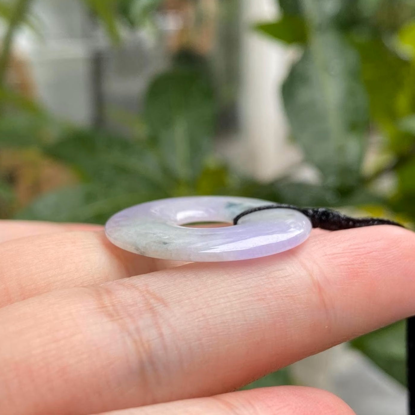 Purple Jade Round Donut Pendant 28mm - Calming Gemstone