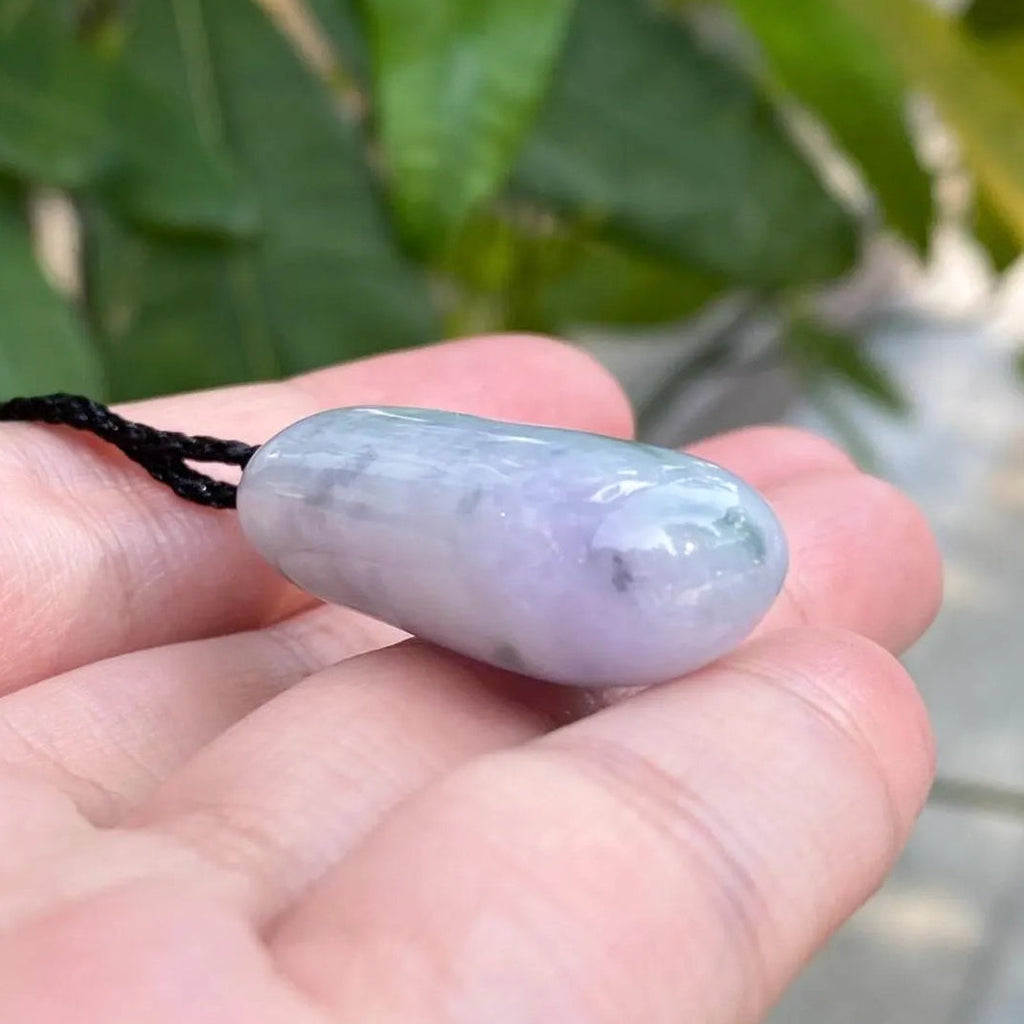 Two-Tone Green & Purple Melon-Shaped Jadeite Pendant Necklace