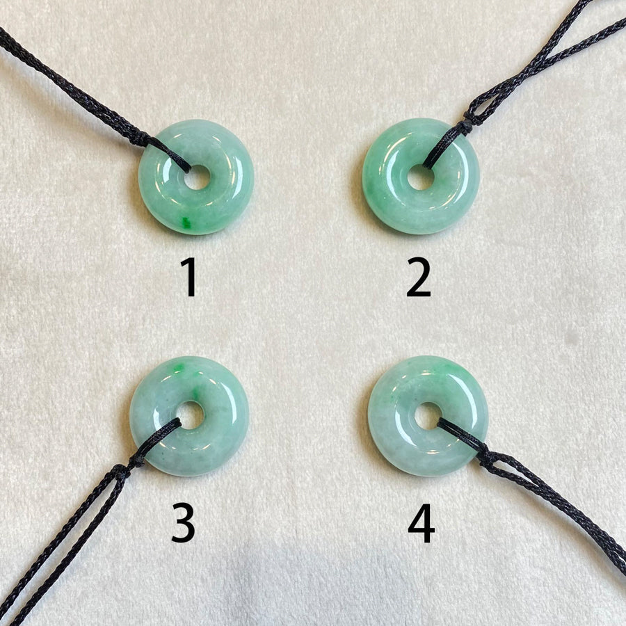 Gransky Green Jadeite Donut Pendant Necklace - Natural Grade A Burmese