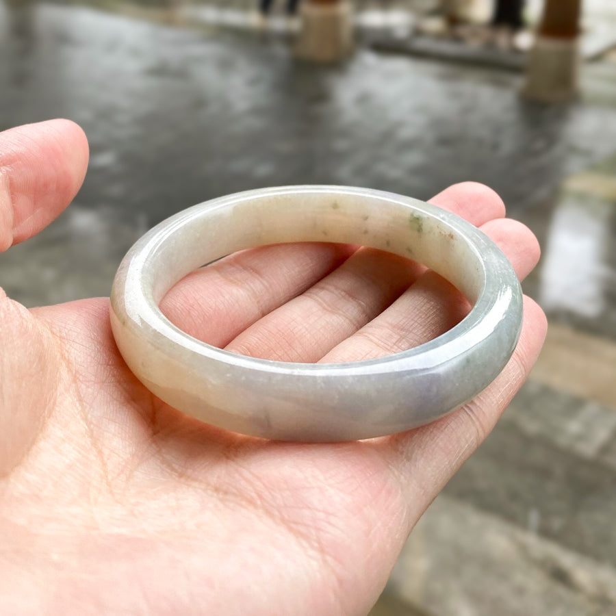 58mm Natural Jadeite Real Jade White Green Purple Bangle Bracelet