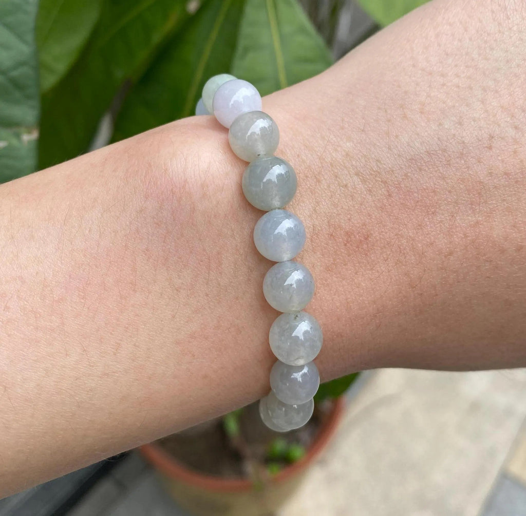 Multi-Color Natural Untreated Type-A Burmese Jadeite Beaded Bracelet