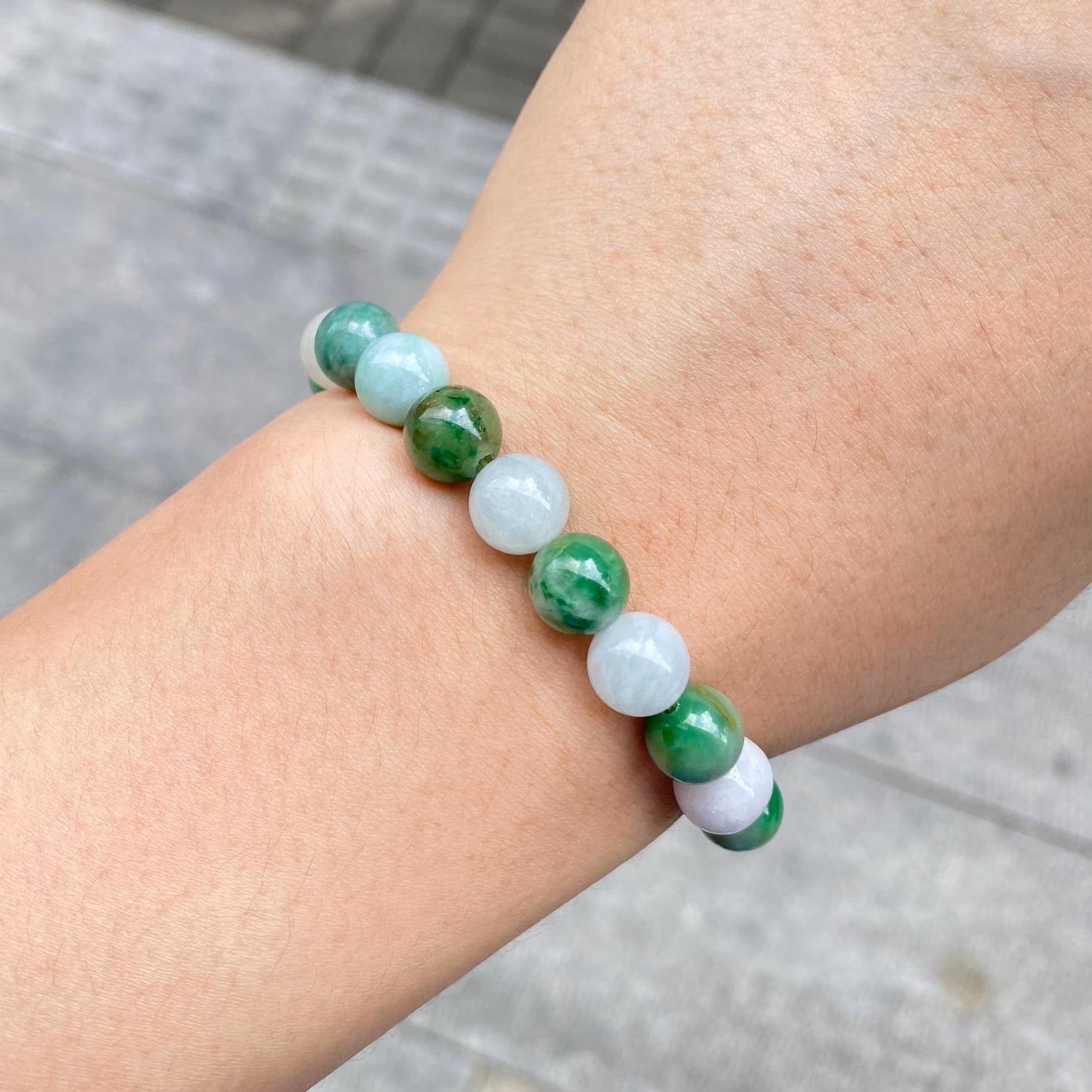 Gransky Multi-Color Type-A Burmese Jadeite Beaded Bracelet - 17cm