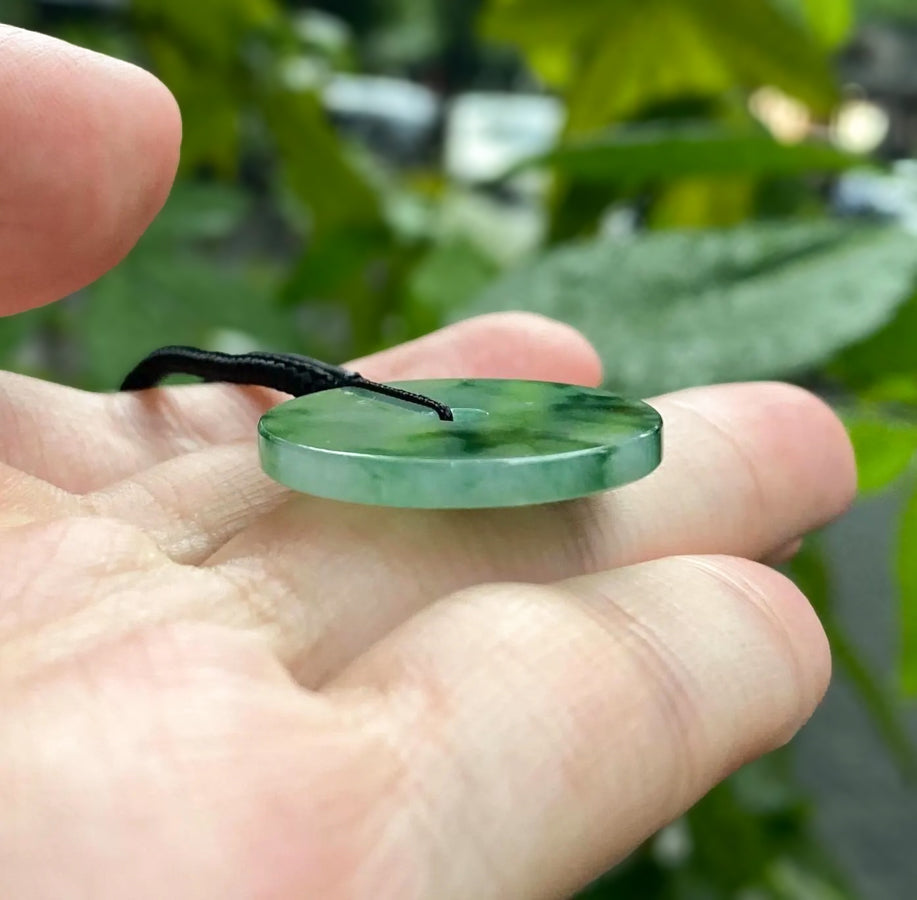 Daint Green Disc Donut Jade Pendant