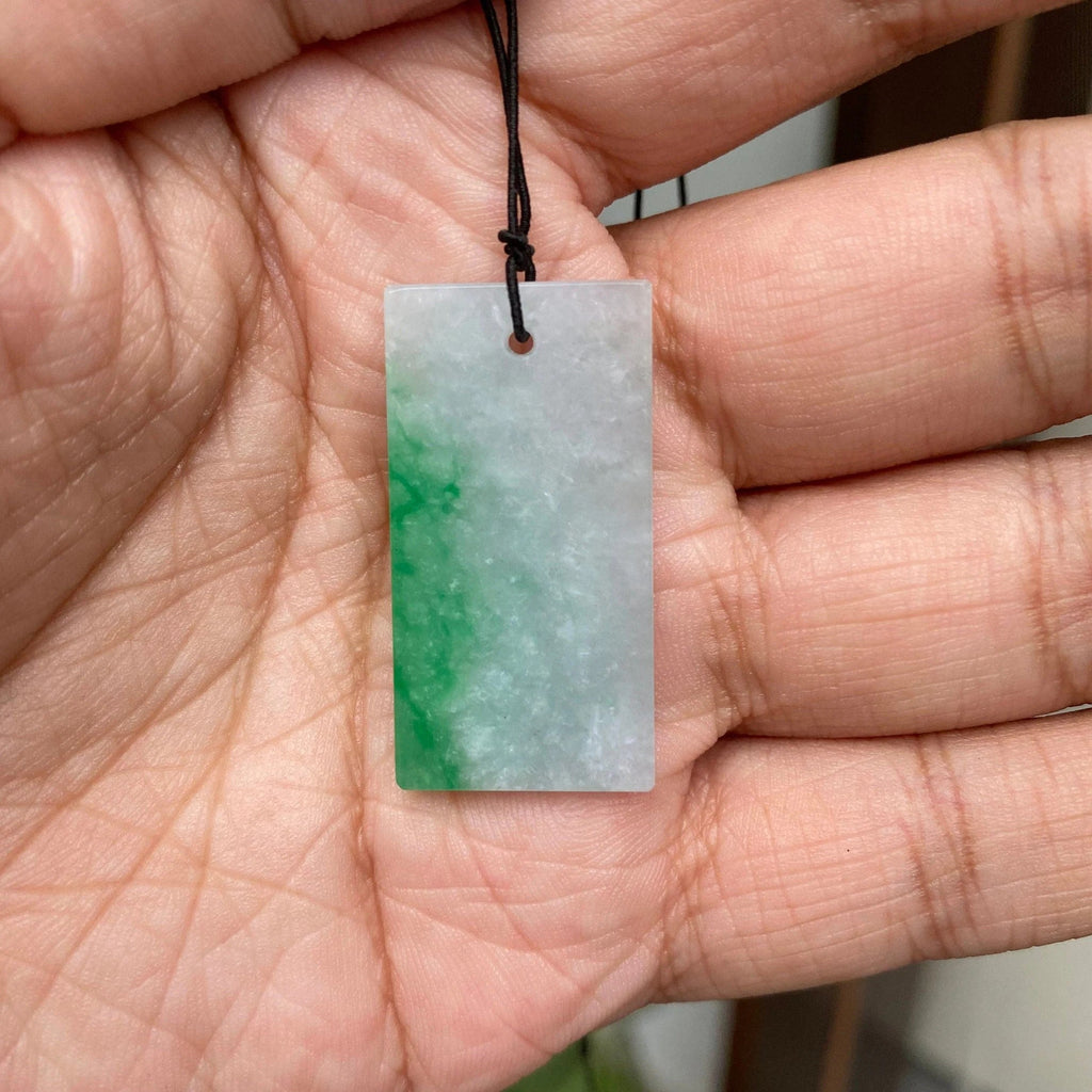 Minimalistic Gradient Green Jade Block Pendant