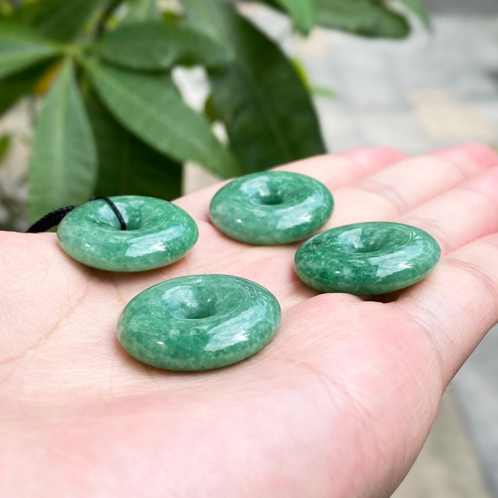 Intense Green Burmese Jade Disc Pendant