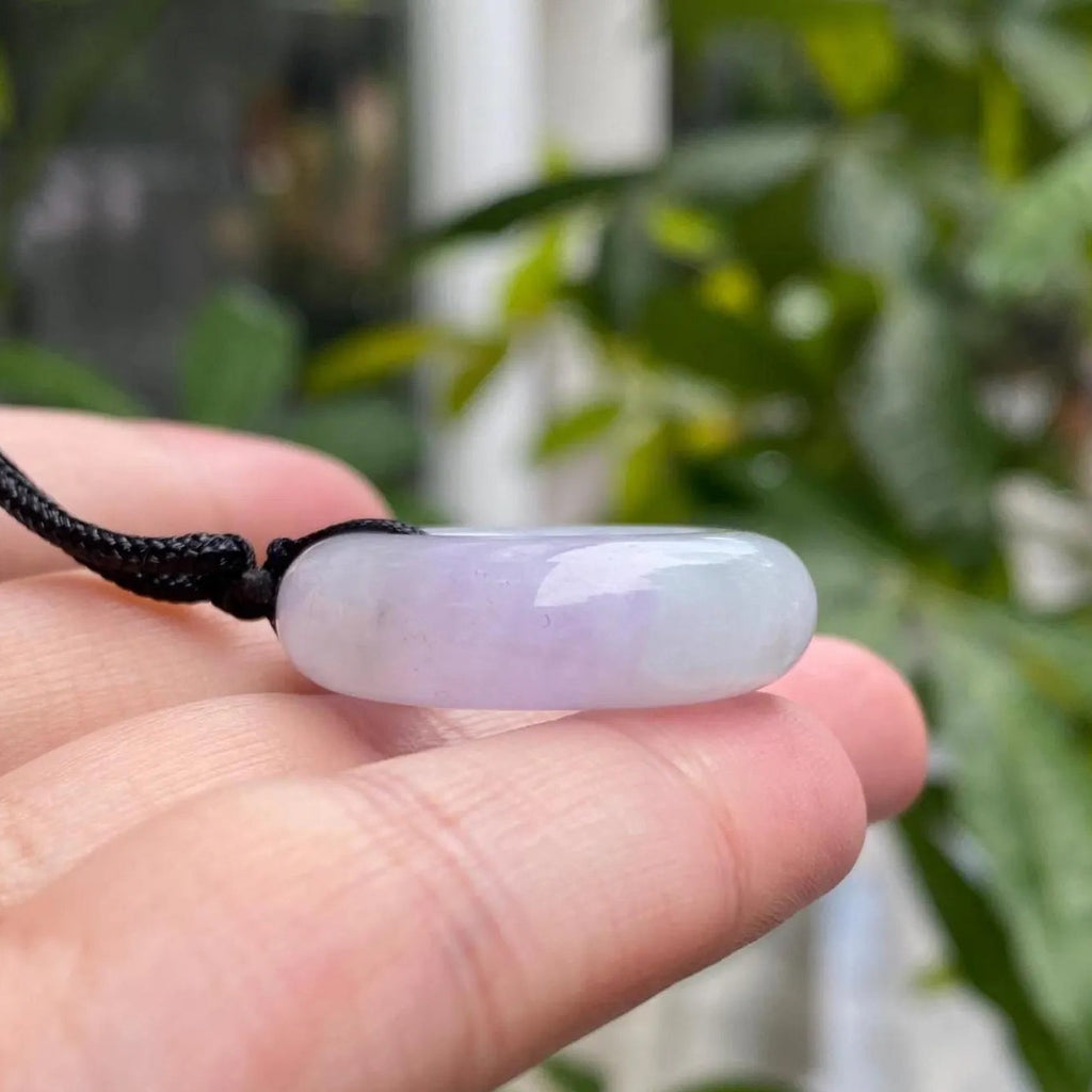 Purple Jade Round Donut Pendant 29.5mm - Calming Gemstone