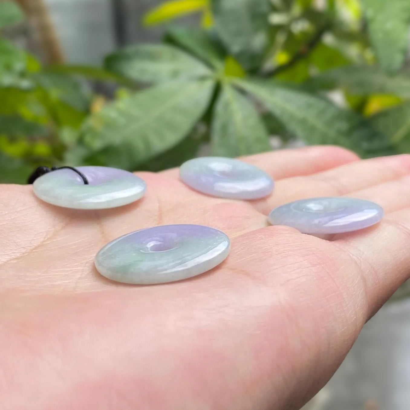 24mm Gransky Purple and Green Donut Jade Pendant Necklace