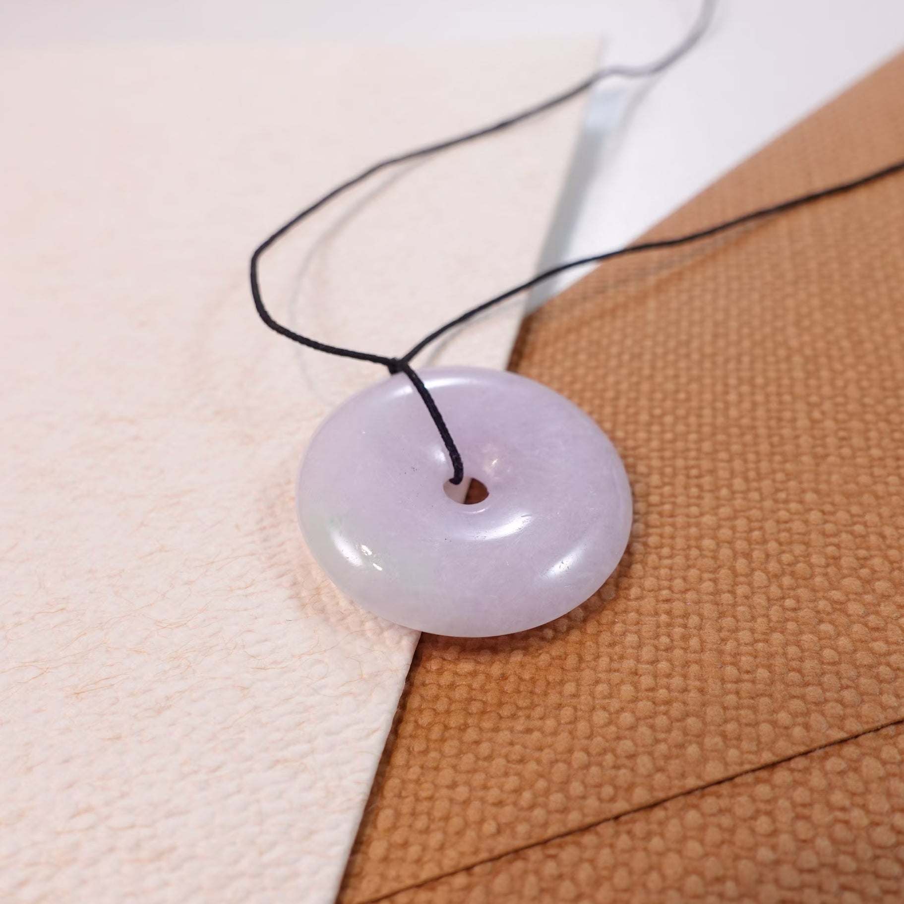Delicate Purple Jade Disc Round Pendant mm - Calming Gemstone