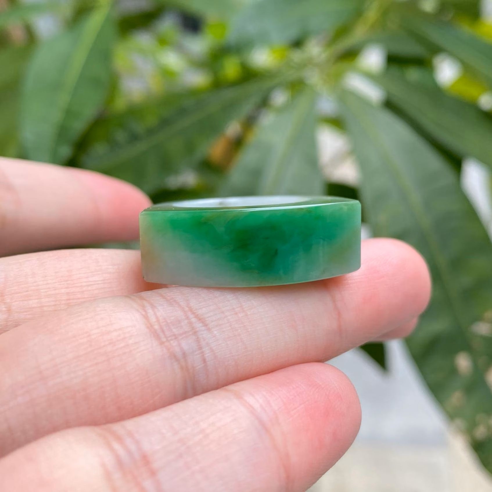 Size 9.25 Imperial Green Jade Saddle Ring - Natural Type-A Burmese Jade