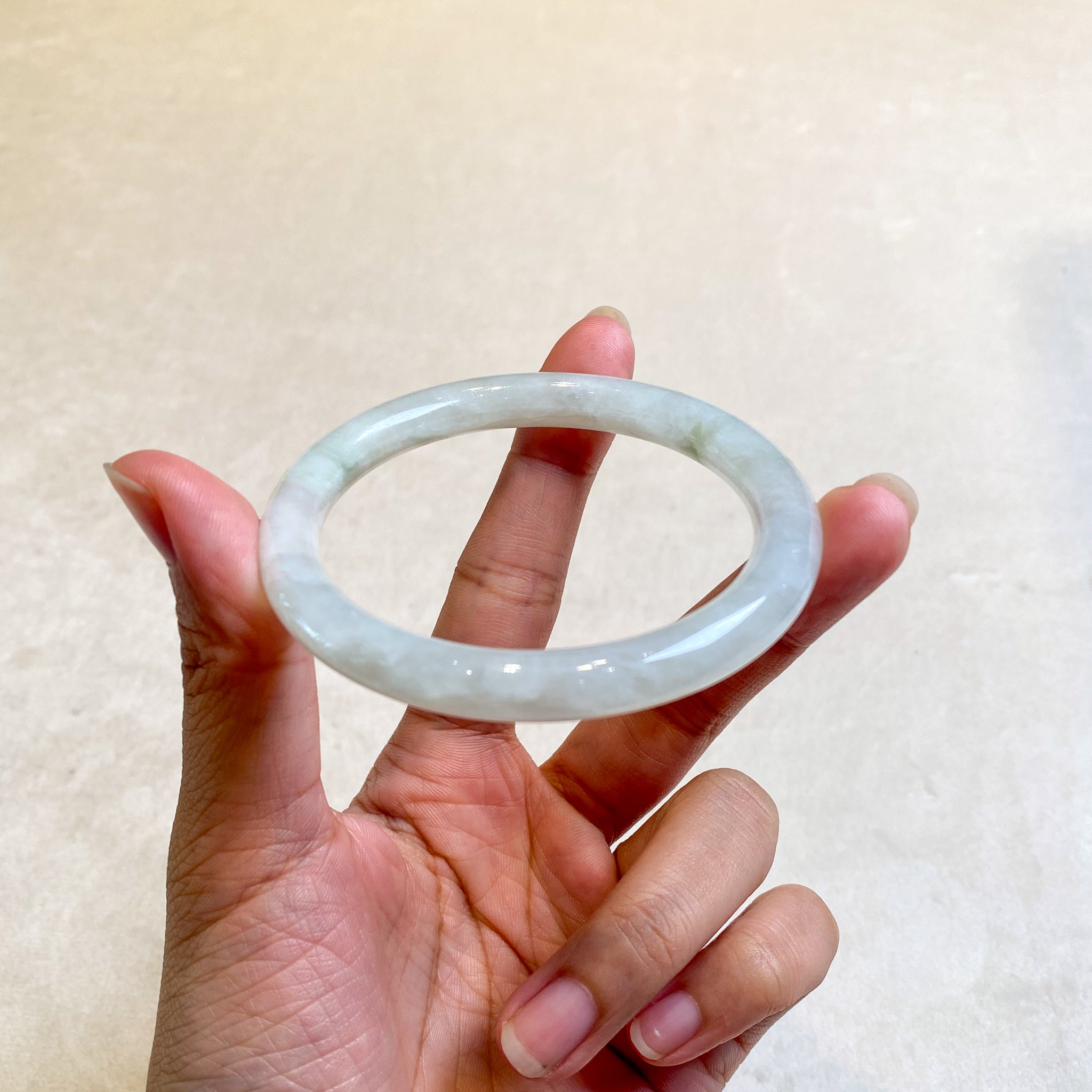 56.5mm Natural Jadeite Real Jade Round Bangle Bracelet