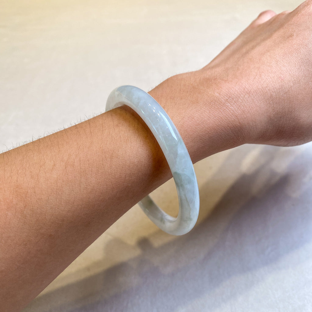 56.5mm Natural Jadeite Real Jade Round Bangle Bracelet