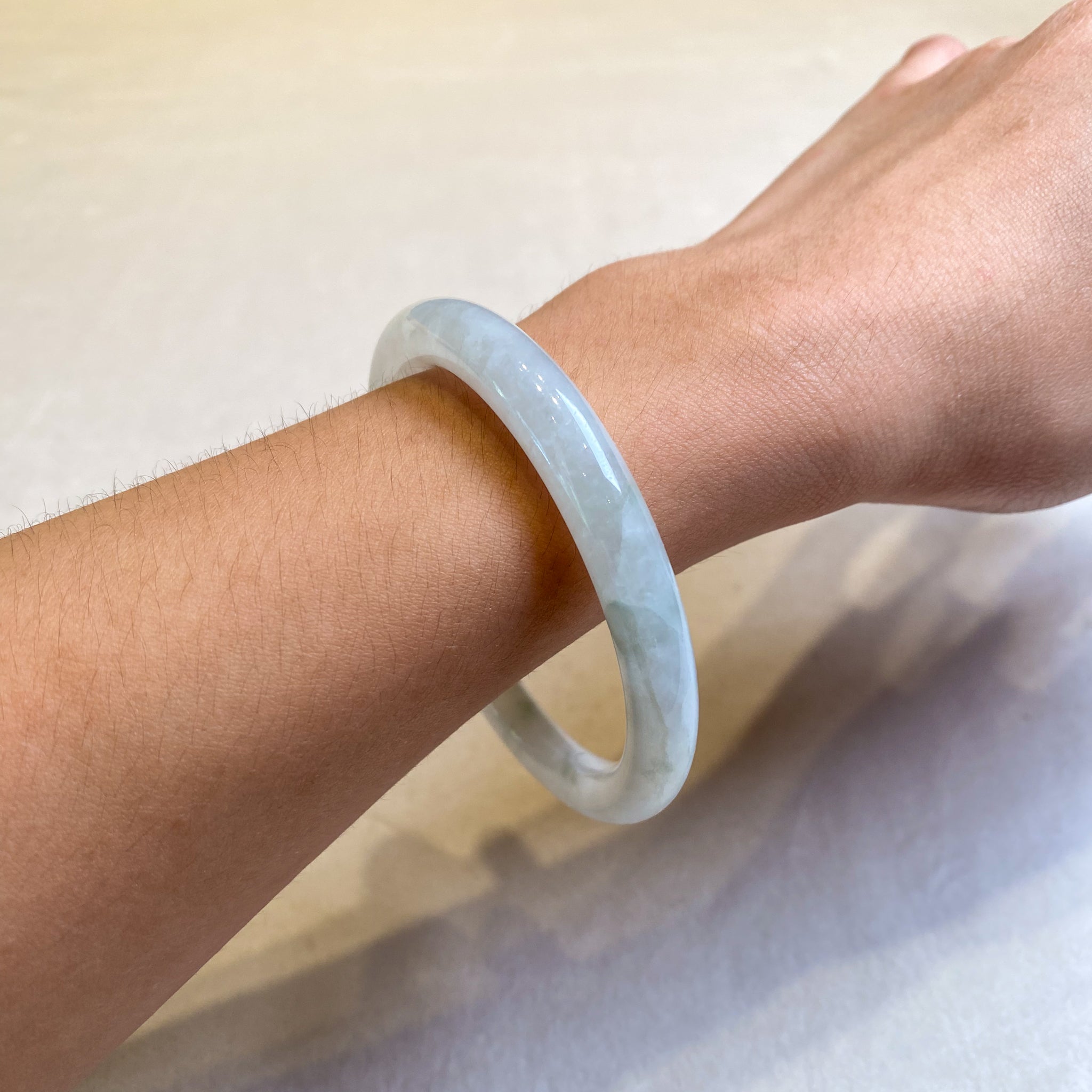 56.5mm Natural Jadeite Real Jade Round Bangle Bracelet