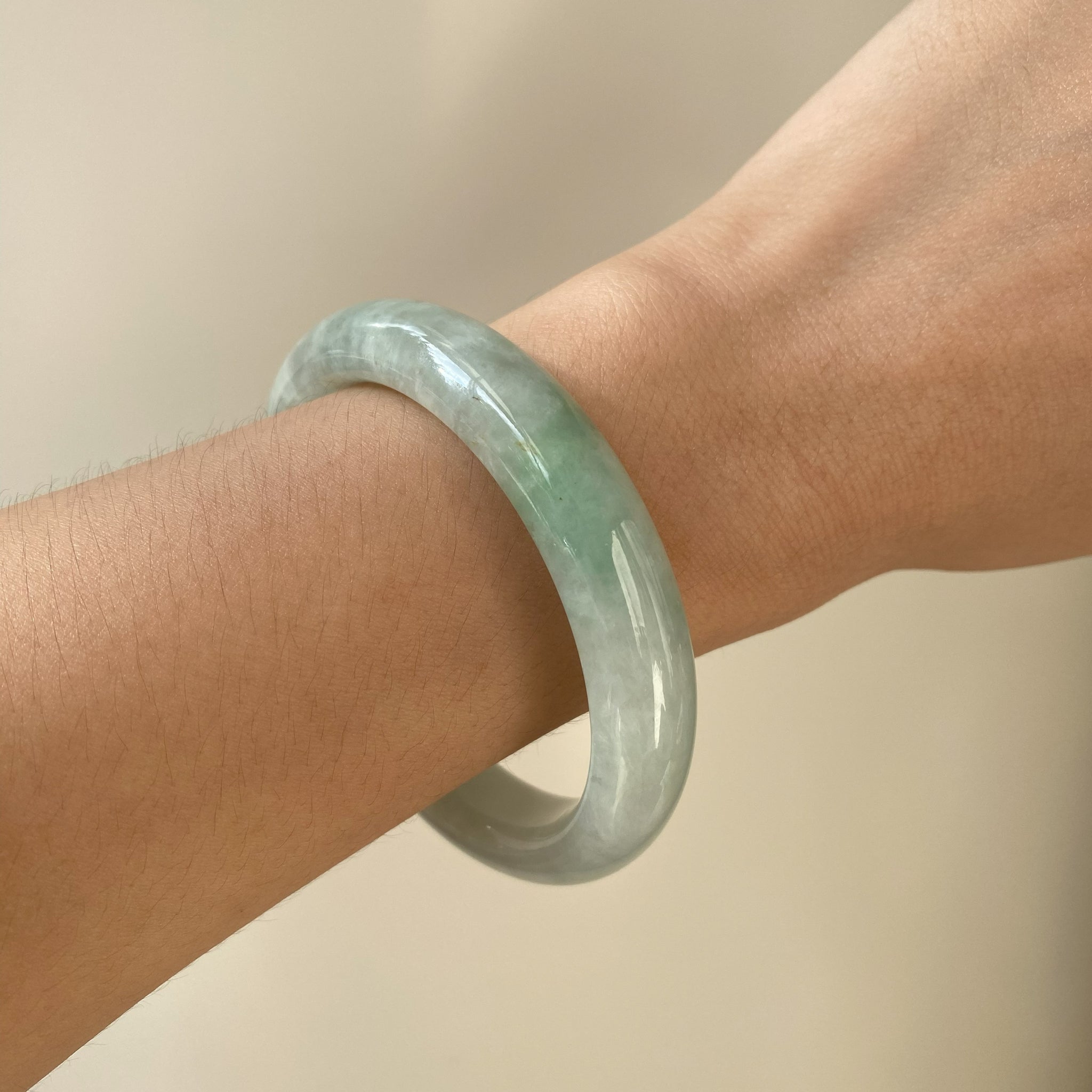 56.0mm Natural Jadeite Real Jade Green Bangle Bracelet