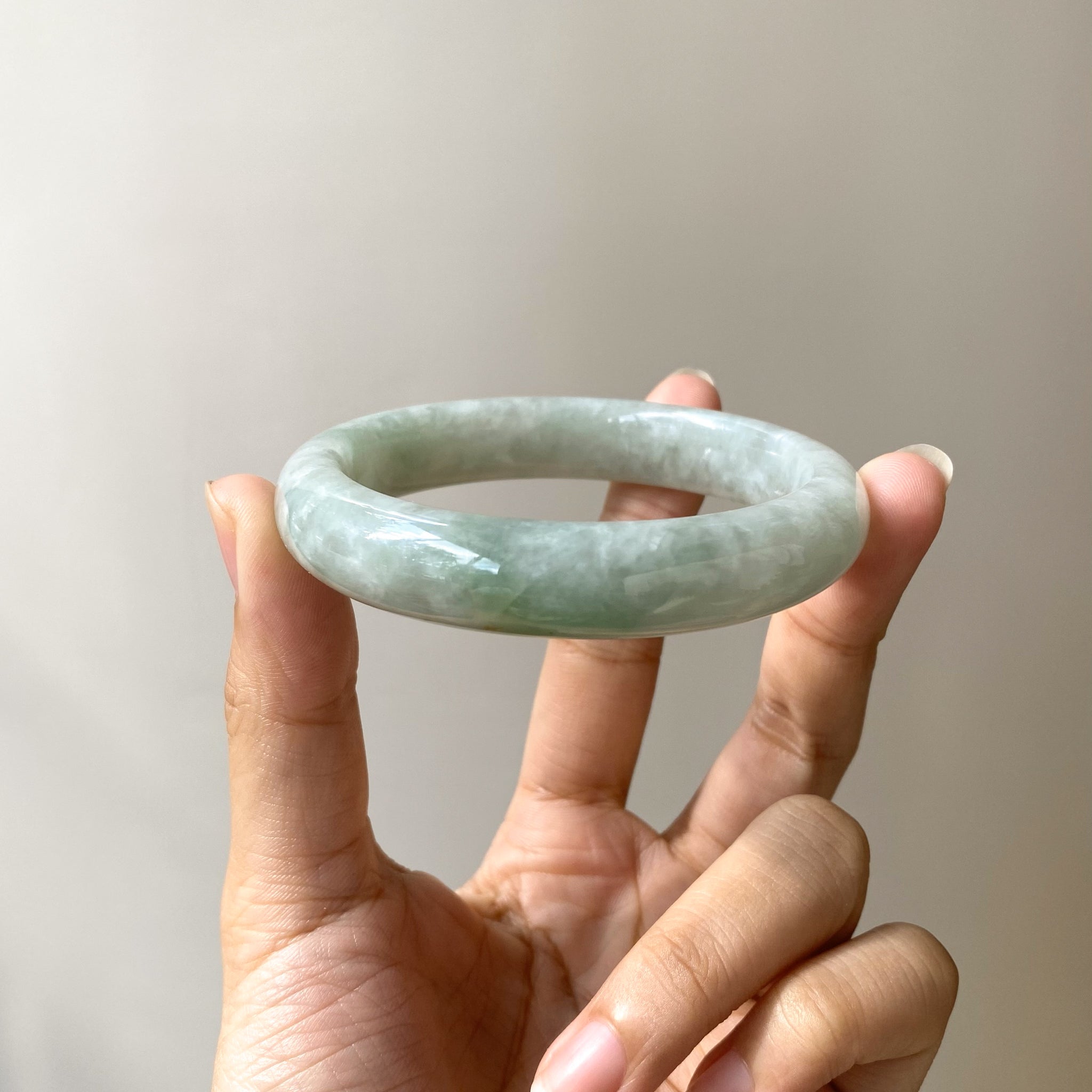 56.0mm Natural Jadeite Real Jade Green Bangle Bracelet